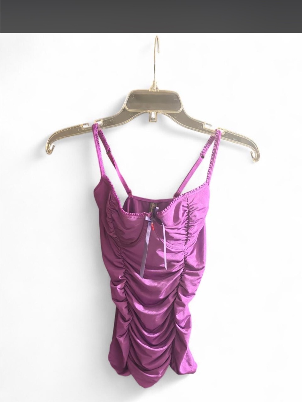 Victoria's Secret Ruched Satin Chemise in Fuchsia